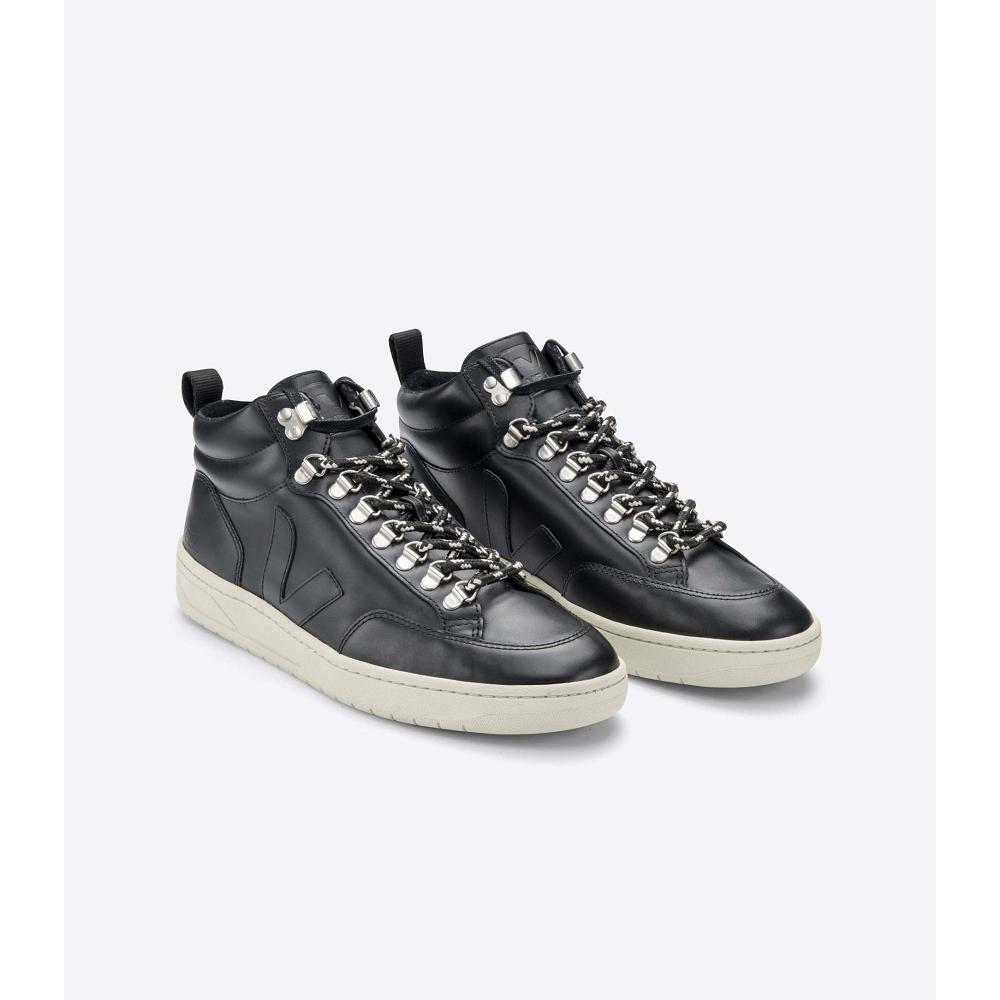 Veja RORAIMA LEATHER Women's High Tops Black/White | NZ 355CTV